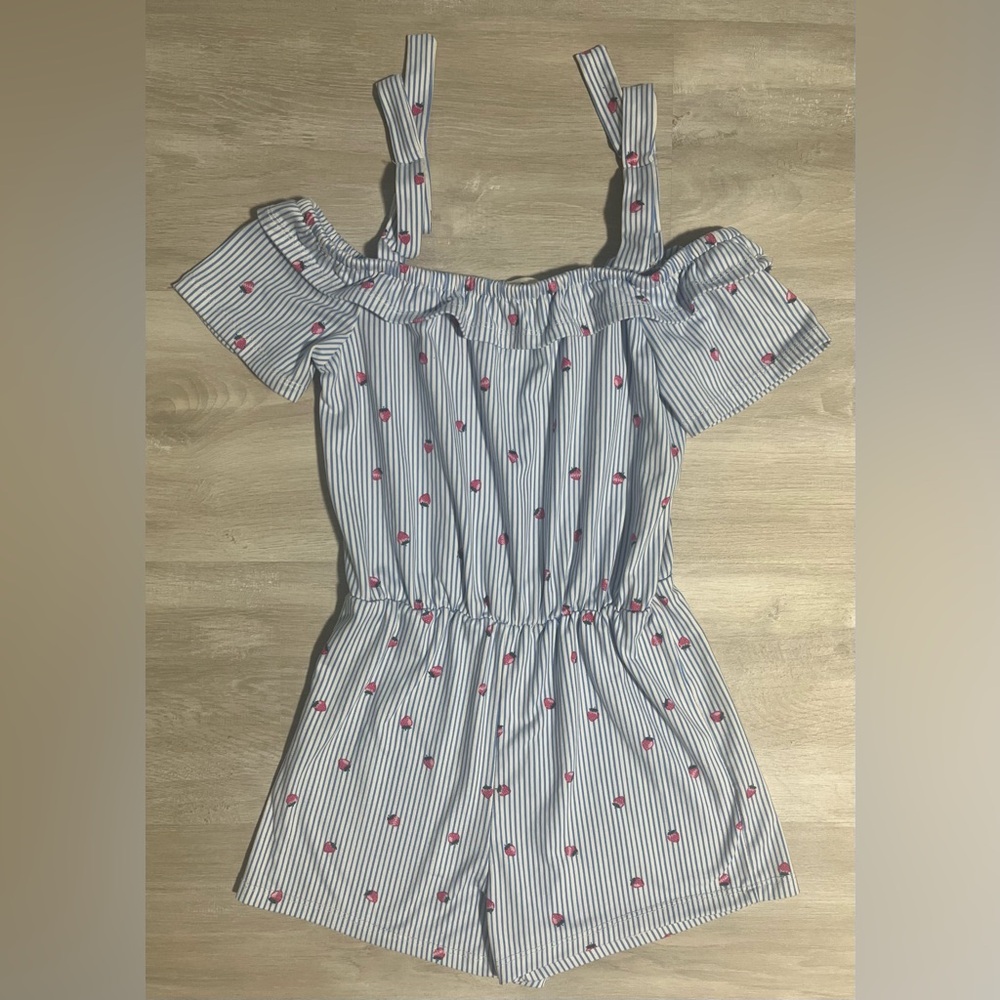 Striped Blue and White Kids One Piece